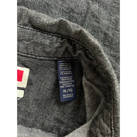 Wrangler Jean Shirt Mens XL Flex for Comford Stretch Black Workwear Rodeo Cowboy - Picture 7 of 13